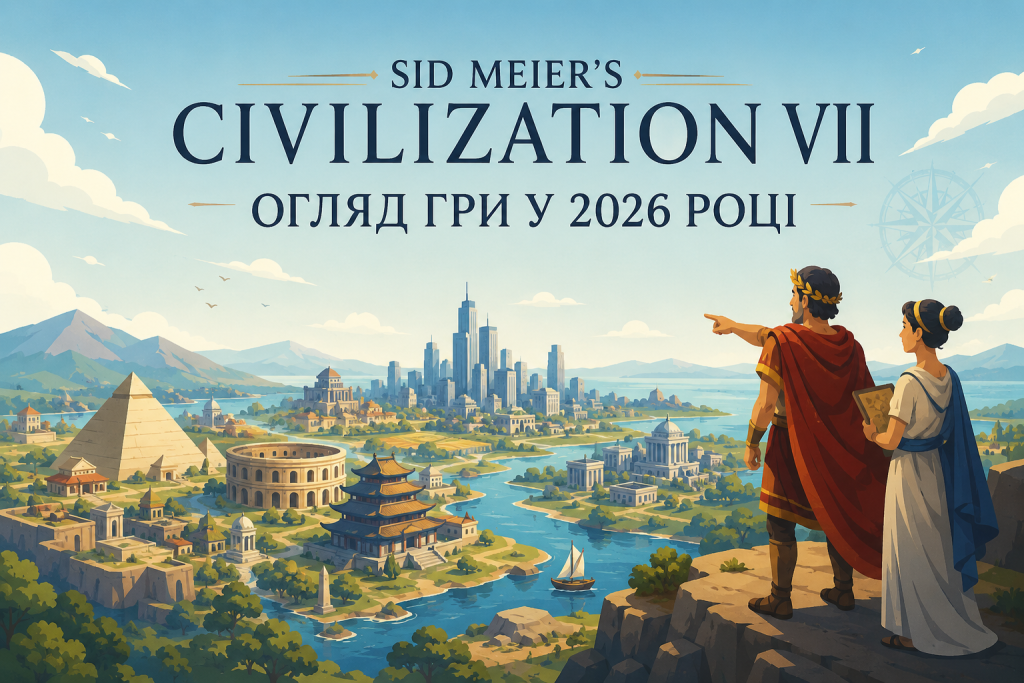 Sid Meier’s Civilization VII — огляд гри у 2026 році, цивілізації різних епох на фоні глобальної карти світу