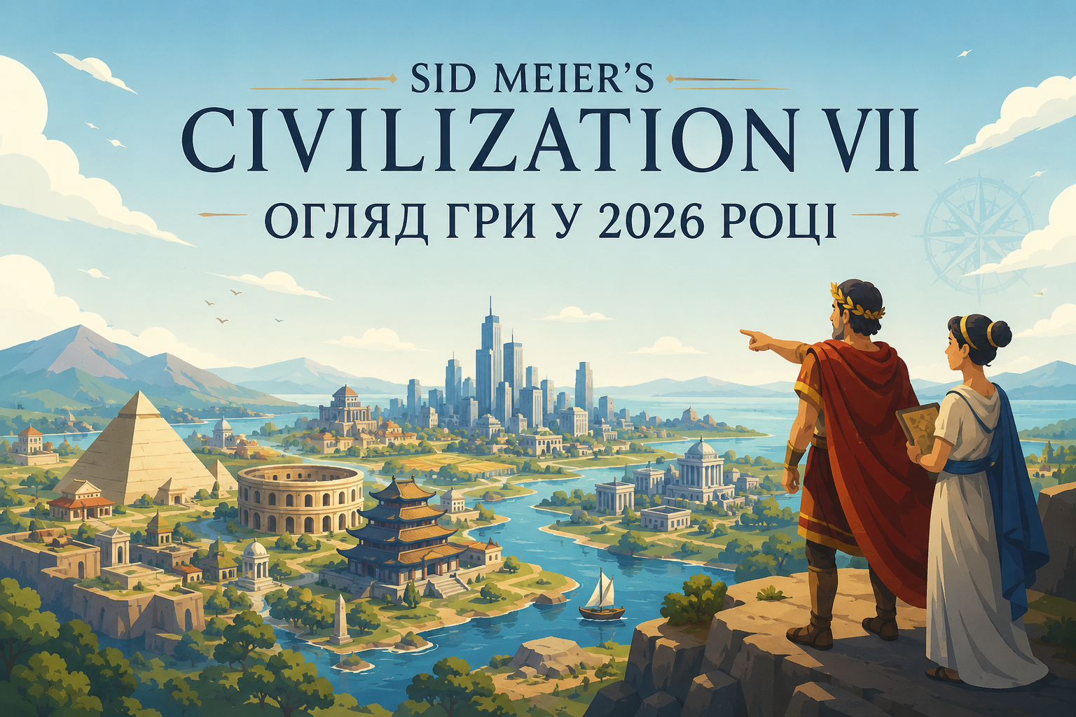Sid Meier’s Civilization VII — огляд гри у 2026 році, цивілізації різних епох на фоні глобальної карти світу