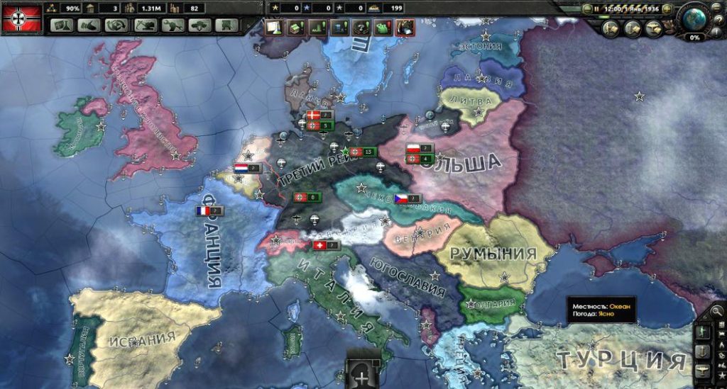Стратегічна карта бойових дій у Hearts of Iron IV з плануванням фронту та напрямками наступу дивізій