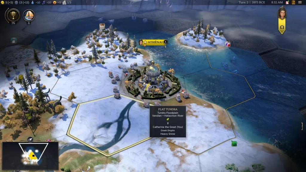 Антична ера в Civilization VII з базовим розвитком міста, дослідженням територій та ранніми військовими юнітами