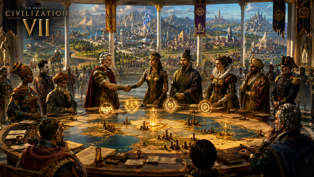 Дипломатія у Civilization VII: переговори лідерів, Influence, союзи та міжнародна політика