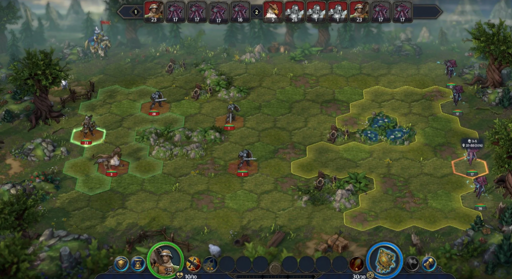 гексагональне поле бою Heroes of Might and Magic Olden Era з арміями фентезі