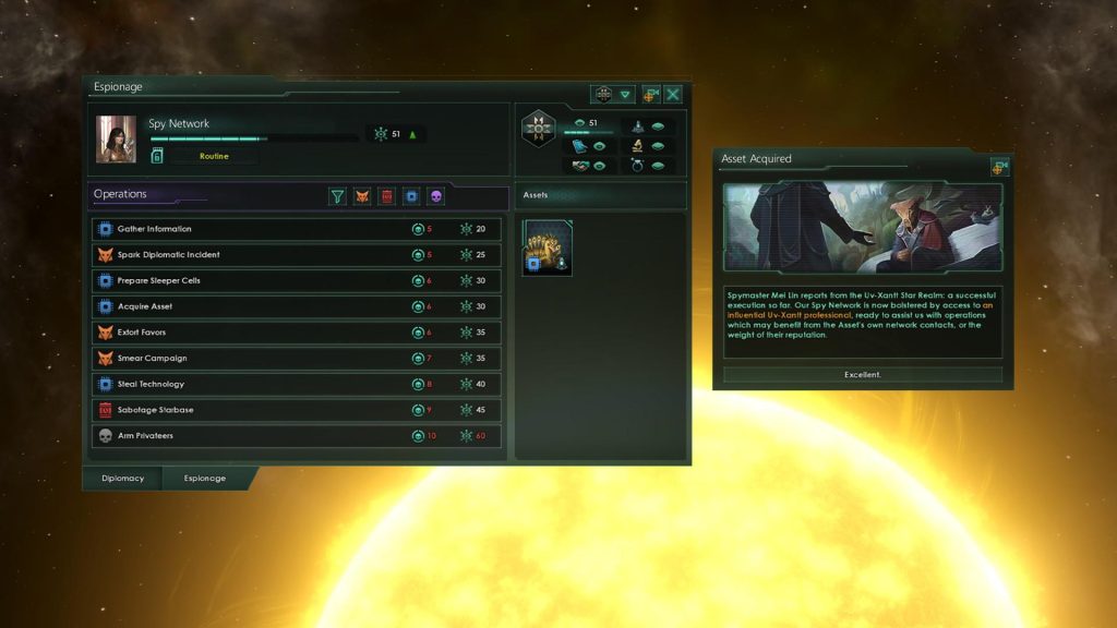 Шпигунська мережа та операції розвідки у Stellaris 4.5