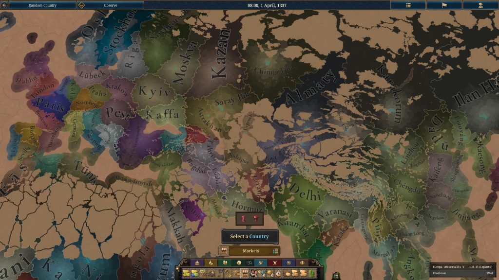 Мапа Europa Universalis V із новою системою Control, арміями та середньовічними державами