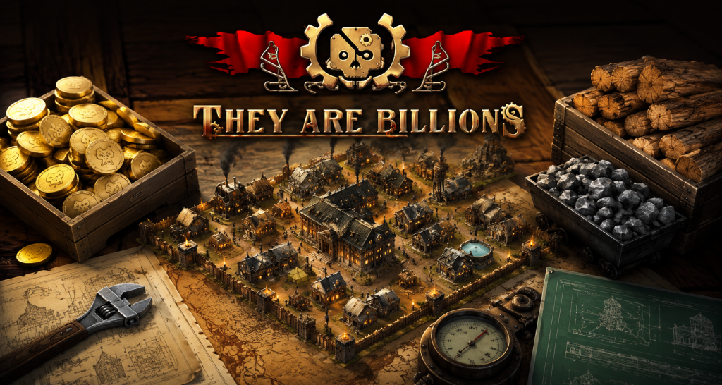Економіка колонії в They Are Billions — ресурси, золото, деревина та розвиток поселення на 100% складності.