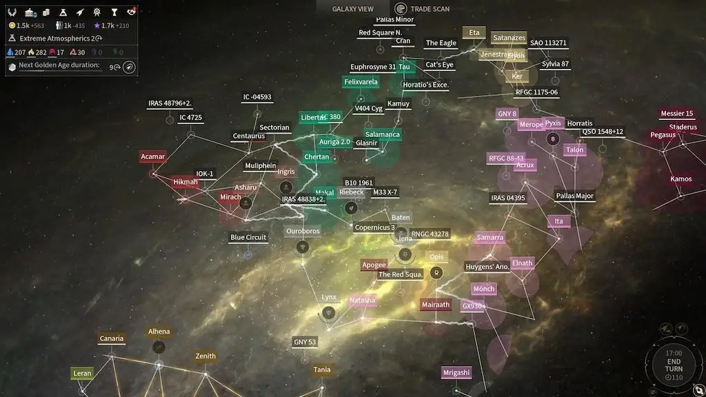 Endless Space 2 — галактична карта та території космічних імперій.