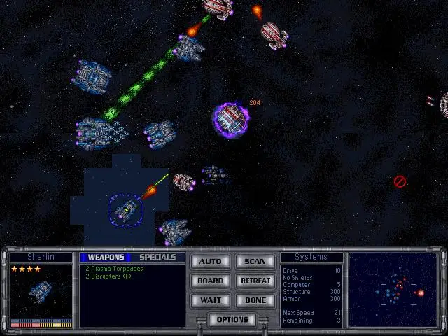 Master of Orion II: Battle at Antares — тактичний космічний бій між флотами.