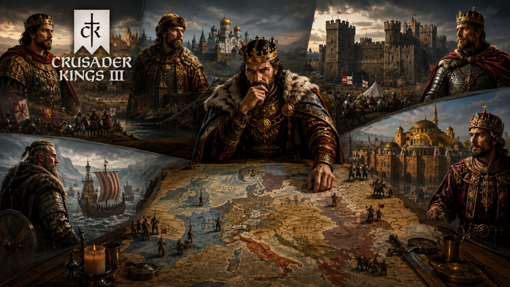 Найкращі династії для старту в Crusader Kings III — середньовічні правителі та карта Європи.