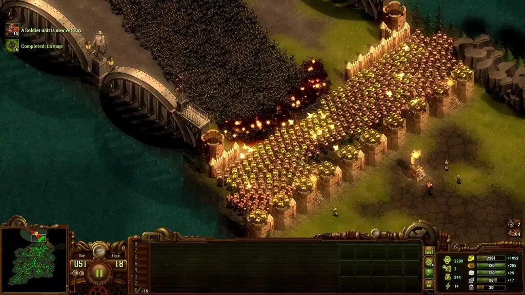 Геймплей They Are Billions із укріпленою колонією та зомбі