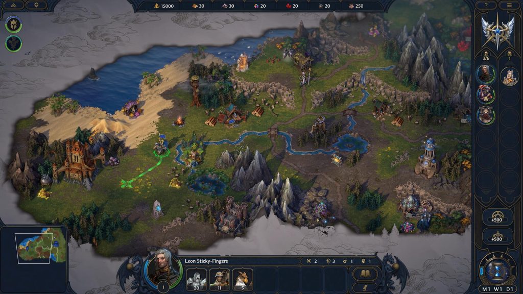 Карта пригод Heroes of Might and Magic: Olden Era з героєм та ресурсами