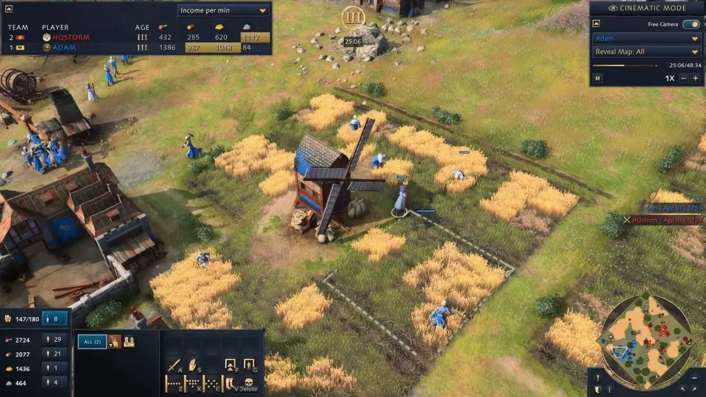 Age of Empires IV — селяни збирають ресурси біля міського центру
