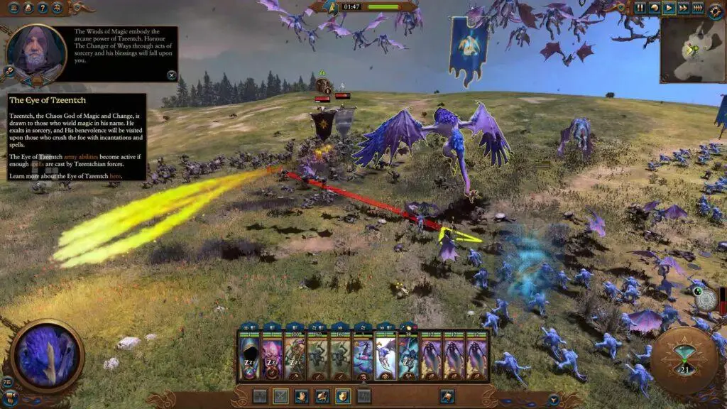 Total War Warhammer III — застосування магічного заклинання під час битви