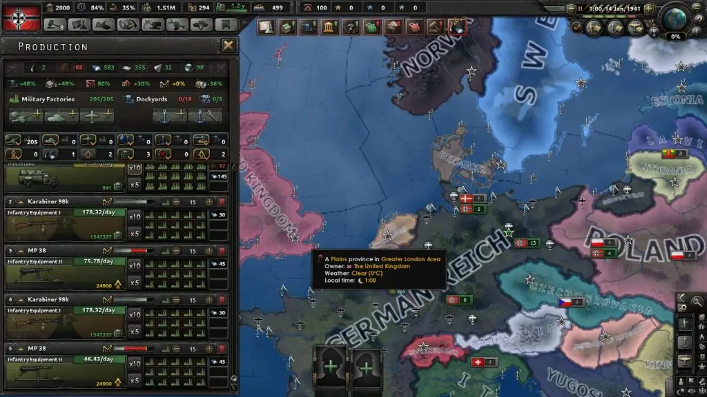 Лінії виробництва гвинтівок артилерії та танків у Hearts of Iron IV