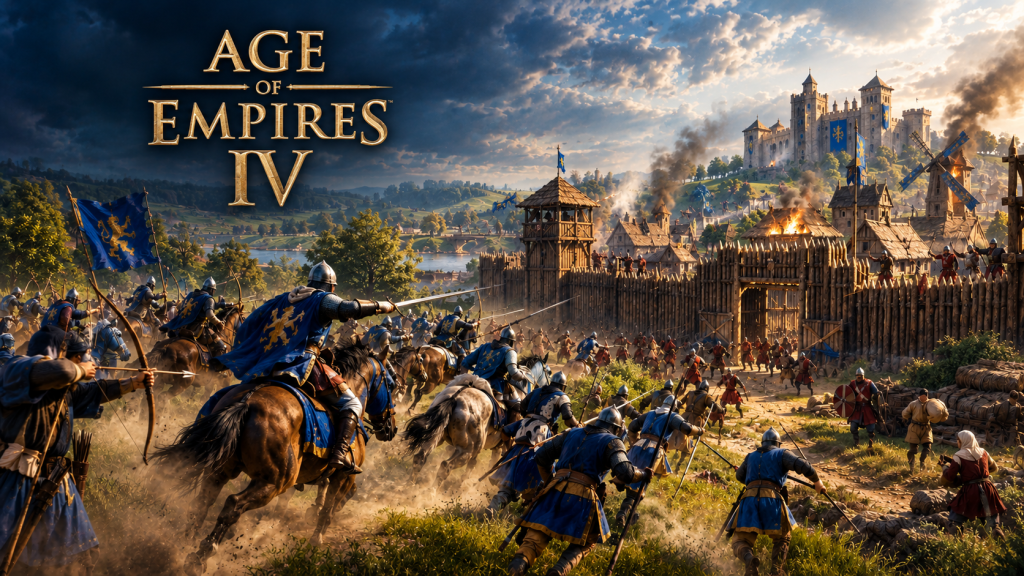 Раш в Age of Empires 4: армія атакує базу суперника
