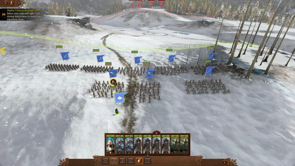 Битва у Total War: Warhammer III з піхотою, кавалерією та стрільцями на полі бою