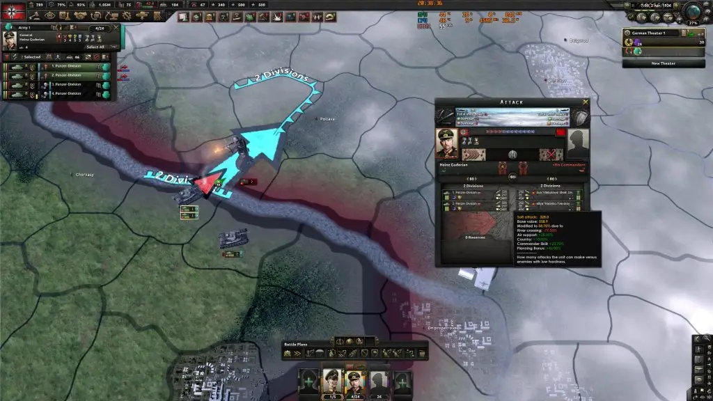 Танкові дивізії Hearts of Iron IV атакують позиції противника