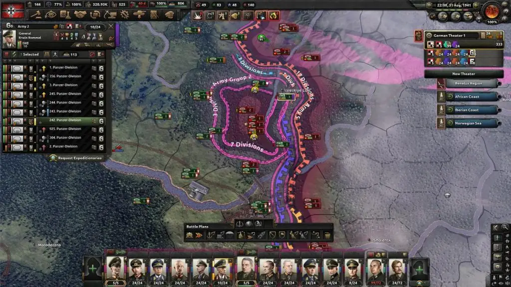 Танкові дивізії HOI4 проводять оточення військ на Східному фронті