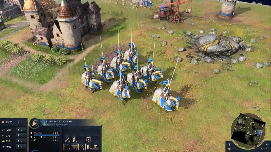 Королівські лицарі французів в Age of Empires 4 біля золотого родовища