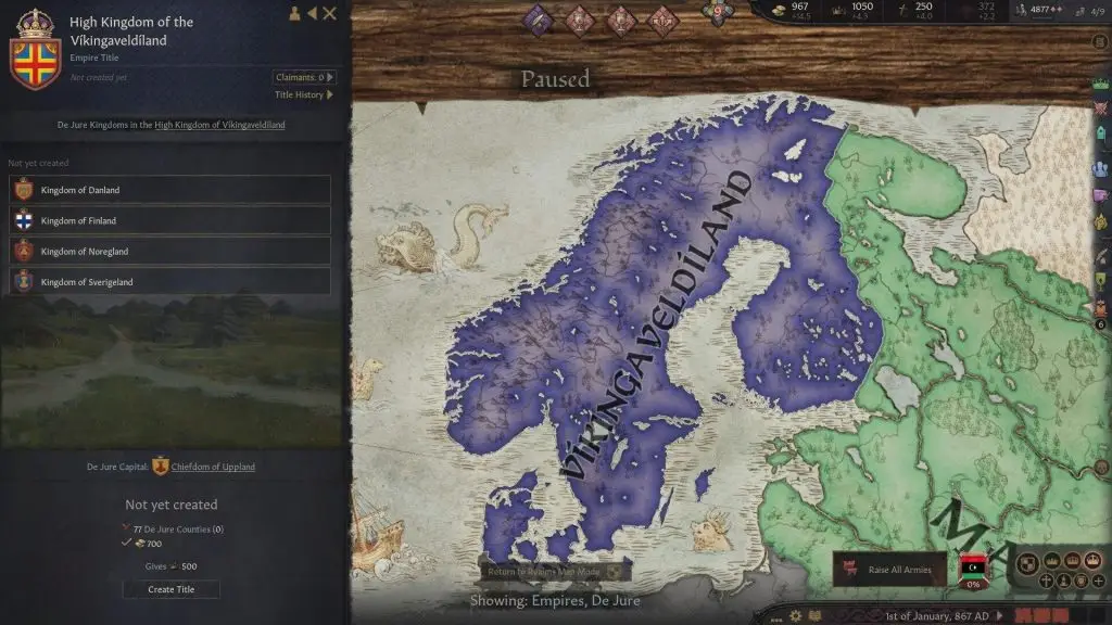 Вимоги для створення імперії в Crusader Kings 3
