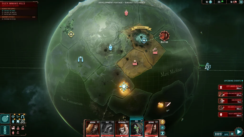 Стратегічна карта Warhammer 40,000: Mechanicus II для захоплення й оборони регіонів.