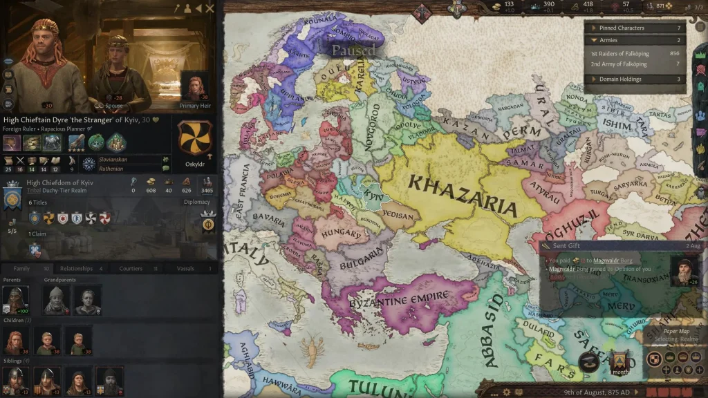 Діре «Чужинець» у Києві на початку кампанії Crusader Kings 3