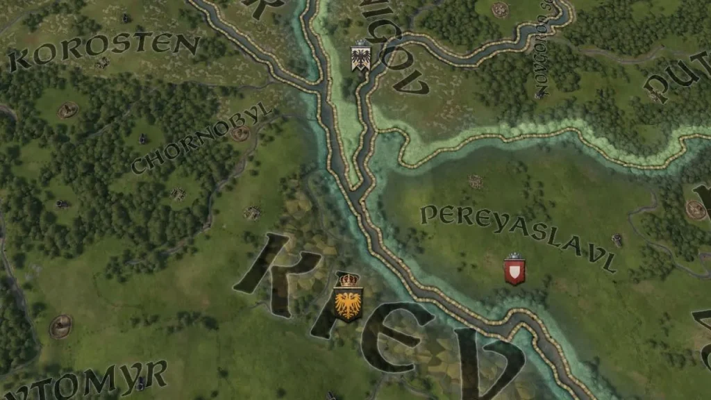 Київ та сусідні території на карті Crusader Kings 3