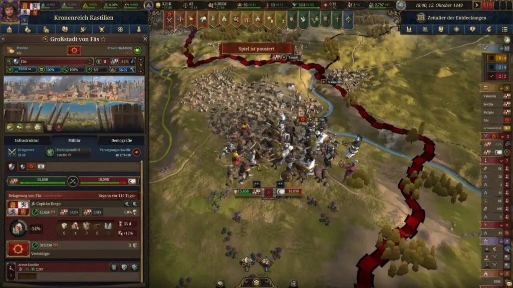 Військова кампанія та облога міста в Europa Universalis V