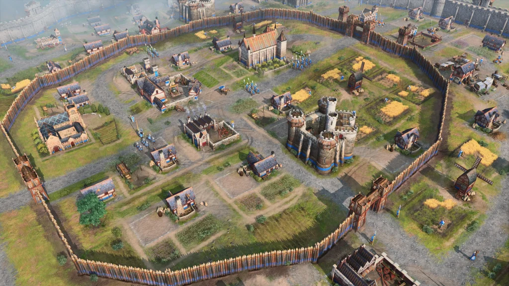 Age of Empires IV — захист бази дерев'яними палісадами на початку гри