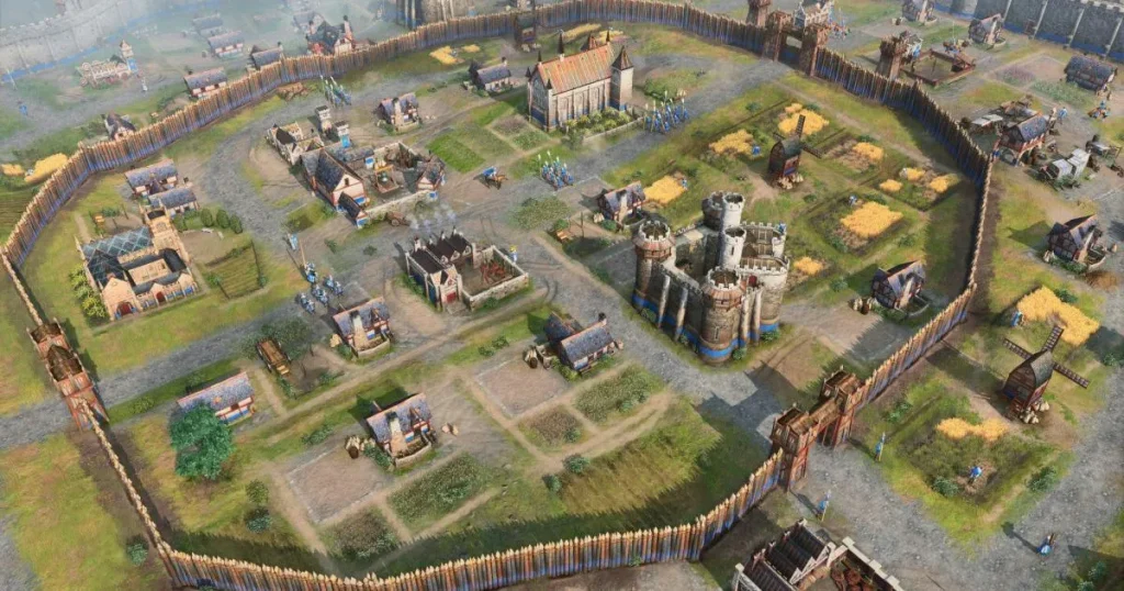 Age of Empires IV — захист селян і ресурсів біля центру міста