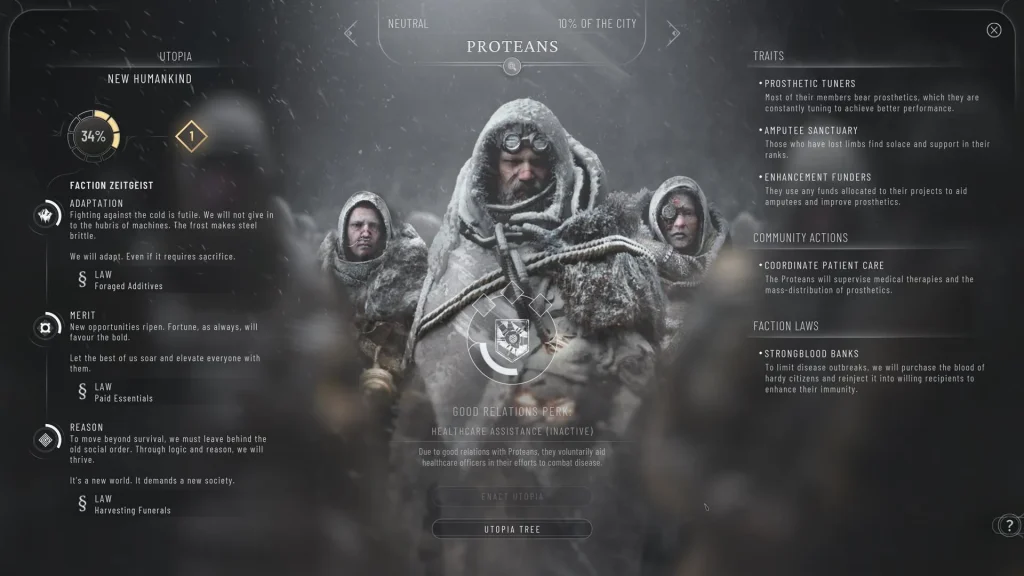 Frostpunk 2 Fractured Utopias — утопії фракцій у режимі Utopia Builder